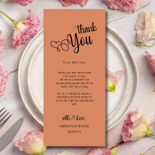 Terracotta Wedding Place Setting Thank You Card