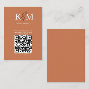Terracotta Wedding QR code RSVP Online Enclosure Business Card