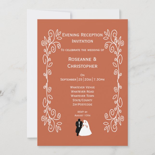 Terracotta Wedding Reception Invitation BrideGroom (Front)