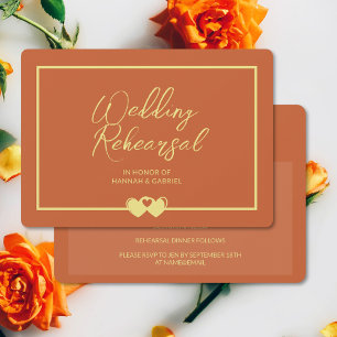 Terracotta Wedding Rehearsal and Dinner Invitation