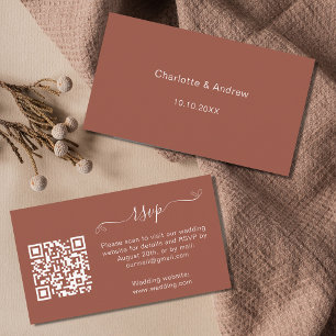 Terracotta wedding response website QR code RSVP Enclosure Card