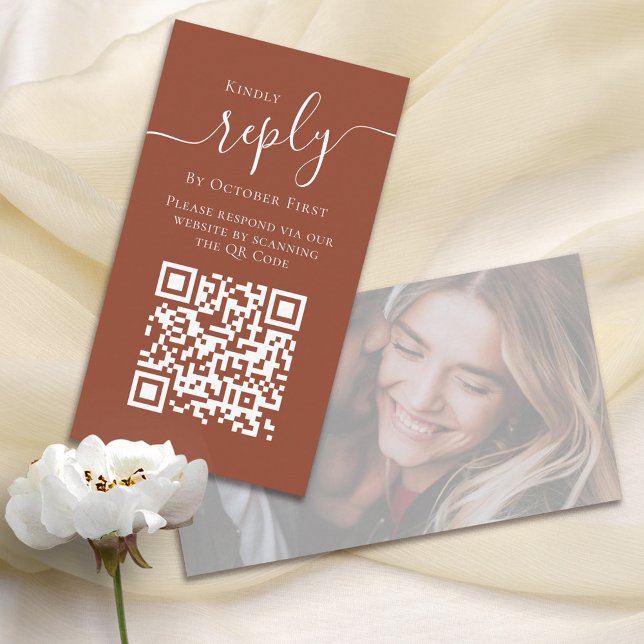 Terracotta Wedding RSVP Photo Custom Enclosure Card (Creator Uploaded)