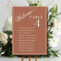 Terracotta Wedding Seating Plan Cards Guest Names