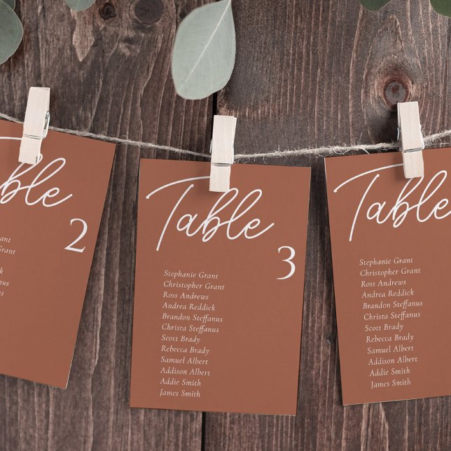 Terracotta Wedding Table Seating Chart Cards (Creator Uploaded)