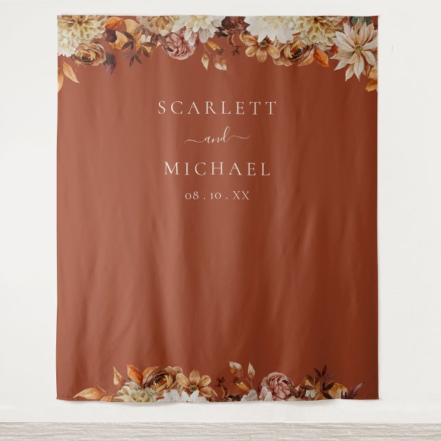 Terracotta Wedding Tapestry (Terracotta Floral Wedding Tapestry by Painted Paperie
)
