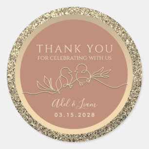 Terracotta Wedding Thank You Classic Round Sticker