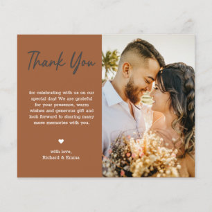 Terracotta Wedding Thank You Photo Minimalist