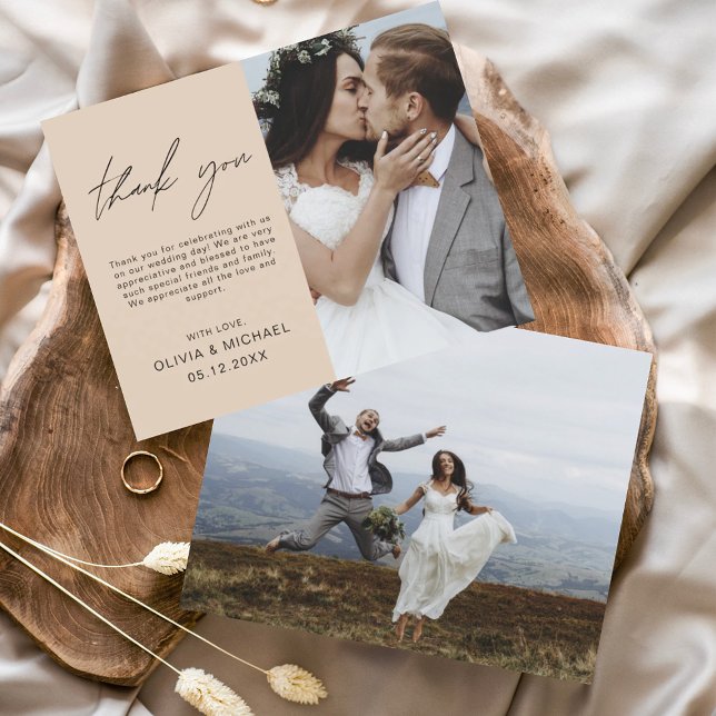 Terracotta Wedding Thank You Photo Minimalist Card (Creator Uploaded)