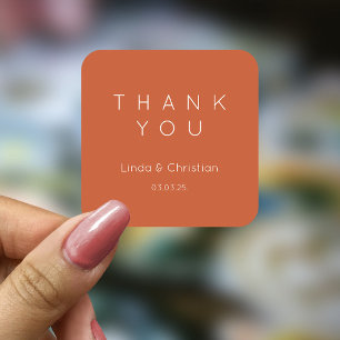 Terracotta Wedding Thank you Square Sticker