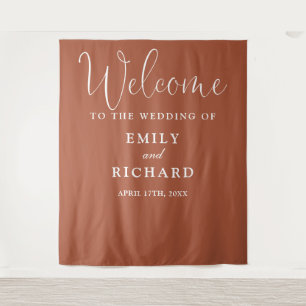Terracotta Wedding Welcome Photo Backdrop Tapestry
