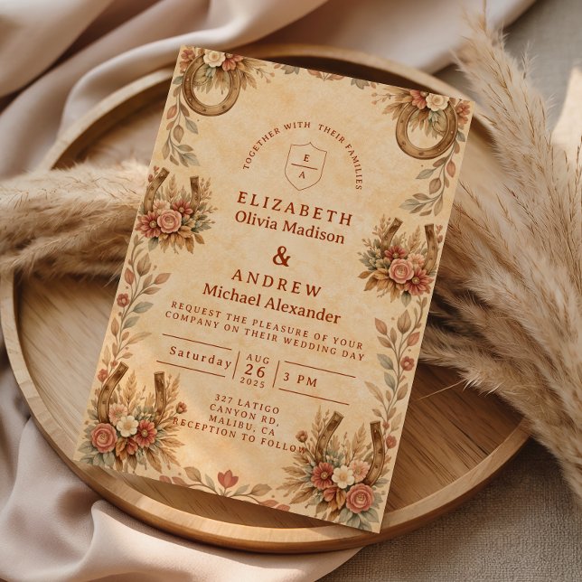 Terracotta Western Floral Wedding Invitation (Creator Uploaded)