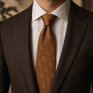 Terracotta Wheat Botanical Rustic Autumn Farmhouse Tie