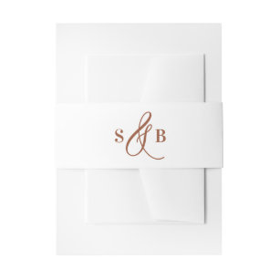 Terracotta Whimsical Calligraphy Wedding Monogram Invitation Belly Band