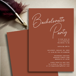 Terracotta Whimsical Script Bachelorette Party Invitation