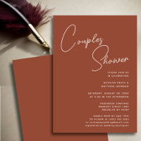 Terracotta Whimsical Script Chic Couples Shower
