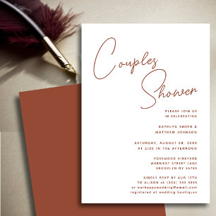 Terracotta Whimsical Script Chic Couples Shower Invitation