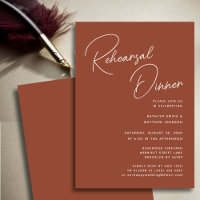 Terracotta Whimsical Script Chic Rehearsal Dinner
