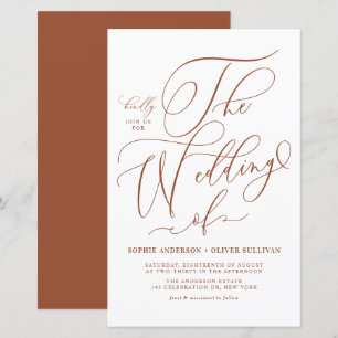 Terracotta Whimsical Script Wedding Invitation