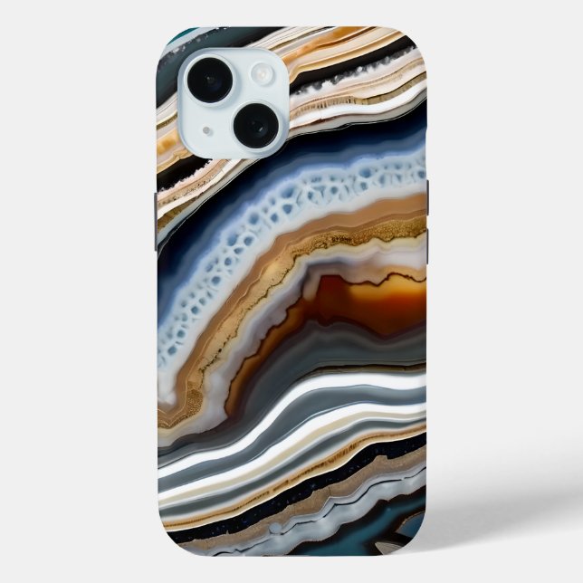 Terracotta White Black Blue Grey Agate Geode Case-Mate iPhone Case (Back)