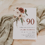 Terracotta & White Boho Floral 90th Birthday Party Invitation<br><div class="desc">Terracotto & White Boho Floral 90th Birthday Party Invitation
Matching collection in Niche and Nest store.


Beautiful hand painted watercolor illustration</div>