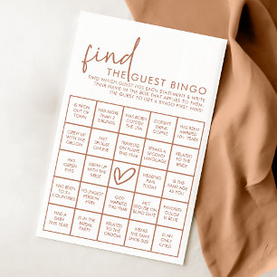 Terracotta & White Bridal Shower Guest Bingo Game