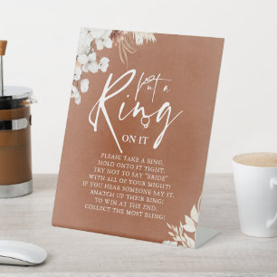 Terracotta White Floral Boho Put A Ring On It Sign