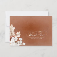 Terracotta White Floral Boho Small Thank You