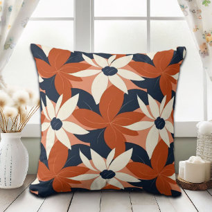 Terracotta White Floral Elegant Cushion