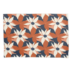 Terracotta White Floral Elegant Pillowcase
