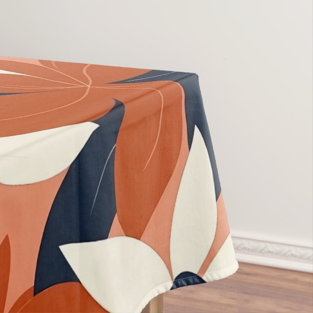 Terracotta White Floral Elegant Tablecloth (In Situ)