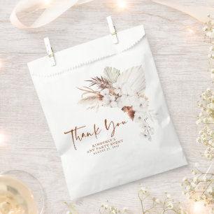 Terracotta White Ivory Flowers Boho Thank You Favour Bags