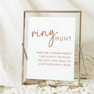 Terracotta & White Minimal Bridal Shower Ring Hunt Poster