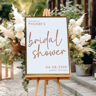 Terracotta & White Minimal Bridal Shower Welcome Poster