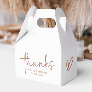 Terracotta & White Minimalist Bridal Shower Gable Favour Box