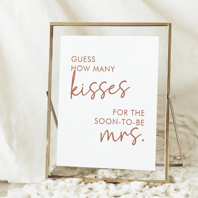 Terracotta & White Minimalist How Many Kisses Game Poster (Creator Uploaded)