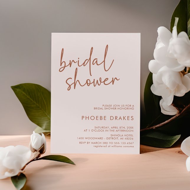 Terracotta & White Minimalist Script Bridal Shower Invitation (Creator Uploaded)