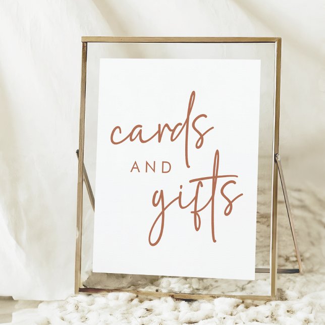 Terracotta & White Minimalist Shower Cards & Gifts Poster (Creator Uploaded)