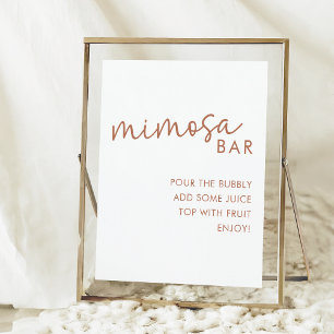 Terracotta & White Minimalist Shower Mimosa Bar Poster