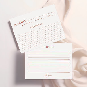 Terracotta & White Minimalist Shower Recipe Card