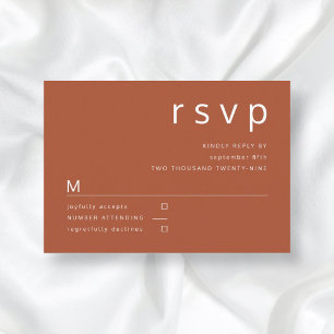 Terracotta & White Minimalist Typography Wedding RSVP Card