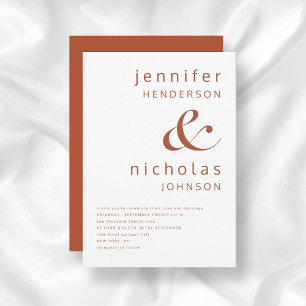 Terracotta & White Modern Typography Wedding Invitation