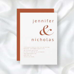 Terracotta & White Modern Typography Wedding Invitation