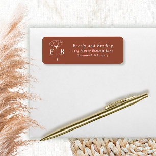 Terracotta White Monogram Floral Accent Address