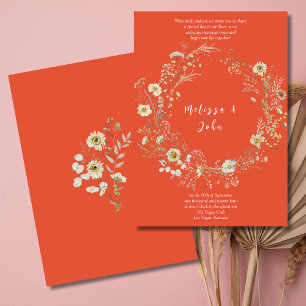 Terracotta White Rustic Boho Wildflower Wedding Invitation