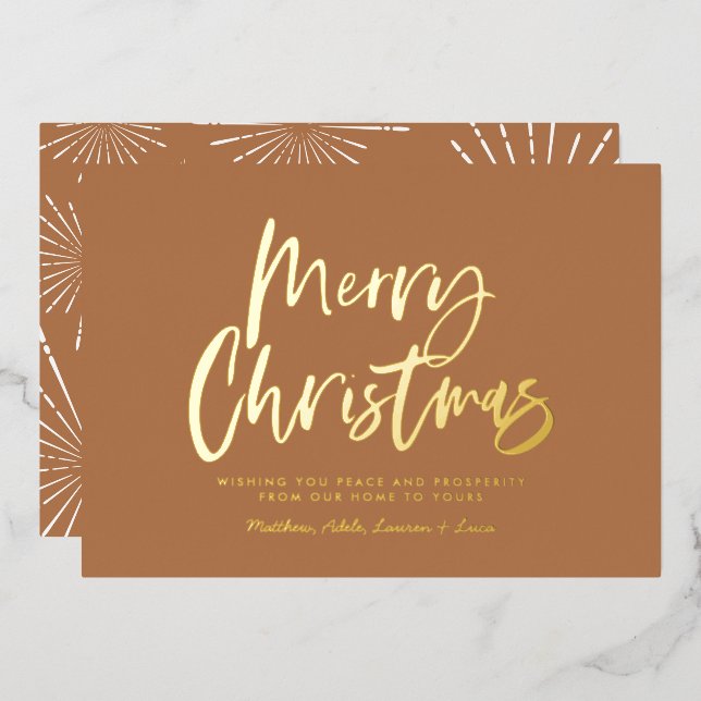  terracotta white script merry Christmas non photo (Front/Back)
