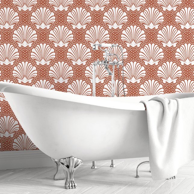 Terracotta & White Seashell Wallpaper (Creator Uploaded)