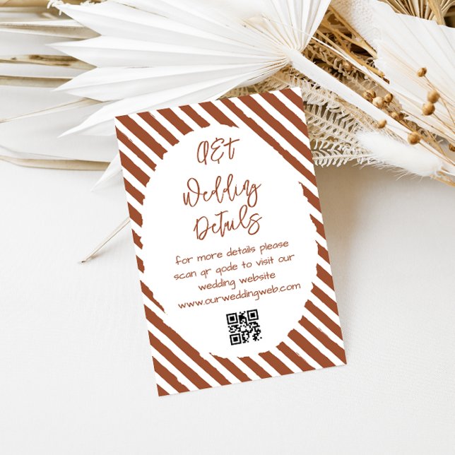 Terracotta White Stripes Wedding Details Enclosure Card (Creator Uploaded)