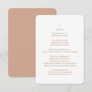 Terracotta White Wedding Reception Details Enclosure Card