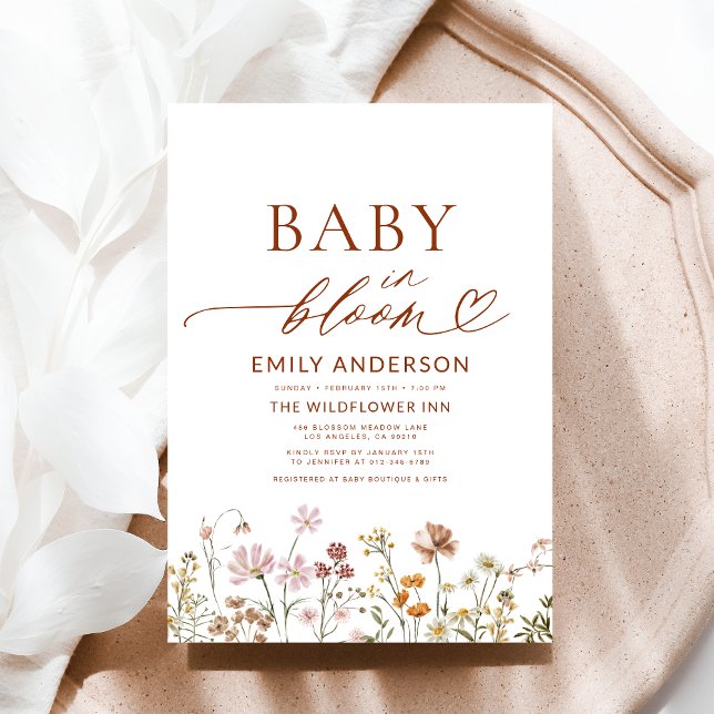 Terracotta Wildflower Baby in Bloom Baby Shower Invitation (Creator Uploaded)