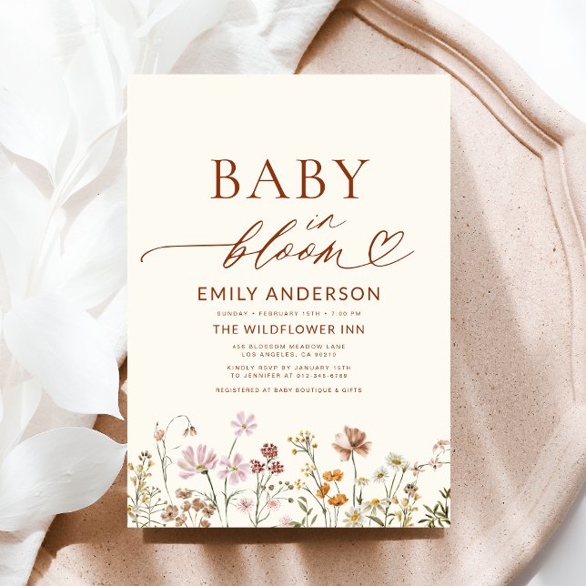 Terracotta Wildflower Baby in Bloom Baby Shower Invitation (Creator Uploaded)